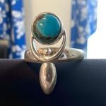 Sterling Silver Goddess Moon Ring Blue Turquoise sz 6.5 Photo 2