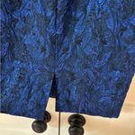 THEIA METALLIC JACQUARD MIDI DRESS Size‎ 4 Cloque Metallic Puff Sleeves $650 Blue Photo 14