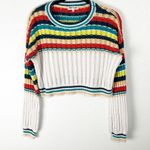 DEEP SUGAR Multicolored Crochet Knit Long Sleeves Cropped Sweater, Size XL Photo 0