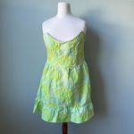 Lulus  Atlia Lime Green Jacquard Bustier Mini Dress Size Extra Large Photo 3
