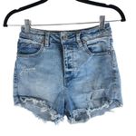 Free People We The  Crvy Vintage High Rise Shorts Distressed Denim ]Button Fly 26 Photo 3
