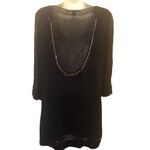 French Connection  Beaded Shift Dress Sheer Back Navy Blue Size 8 Party E… Photo 9