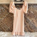 VERO MODA  Tangerine and White Ribbed Ruffle Mini Dress Juniors Size Medium NWOT Photo 0