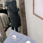 Garnet Hill  Charcoal Puffer Coat with Faux Fur Hood size 10 Photo 9