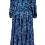 Mac Duggal  5509 Midnight Blue Sequined 3/4 Sleeve Gown Size 16 NWT Photo 3
