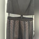 Betsy and Adam Betsey & Adam Black Tan Chevron Stripe Semi Sheer Waist Fit & Flare Dress Photo 3