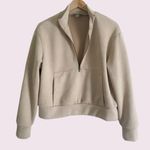Tahari  cream pullover quarter zipped suede textured sweater​​​​​​​​​​ Photo 1