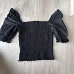 Reformation Clementine Smocked Puff Sleeve Blouse – Size M – Black – 100% Linen Photo 2