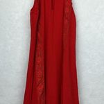 Alya Beautiful red summer Holter dress Sz Small Embroider details Back Keyhole Photo 7