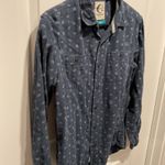 Cactus New York Slim Fit Paisley Print Long Sleeve Button Up Shirt Women Small Blue Photo 9