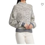MOTHER The Mock Neck Cropped Sweater Size‎ M Navy and Cream Cotton White Size M Photo 3