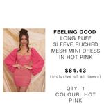 Oh Polly  Feeling Good Long Puff Sleeve Ruched Mesh Mini Dress‎ in Hot Pink 262 Photo 3