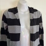 Striped hooded cardigan Black Photo 1