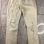 Pilcro  Boyfriend Jeans Cream Light Wash Distressed Slim Fit Size 29 Photo 0