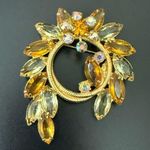 Vintage Unsigned Juliana Yellow Amber Rhinestone Crystal Open Back Brooch 22g. Photo 1