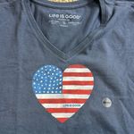 | Life is Good Crusher V-neck Heart Watercolor Flag T-shirt Photo 2