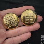 Givenchy VINTAGE  GOLD LOGO BUTTON EARRINGS WITH POSTS EXCELLENT CONDITION BIG Photo 4