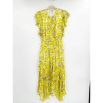 Shoshanna  Candela Yellow Floral Print High-Low Ruffle Flutter Midi Dress Size 6 Photo 2