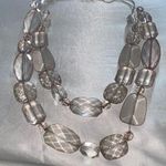 SILVER PLATED BRIOLETTE CUT LUCITE STATEMENT CHUNKY NECKLACE 22" Photo 0