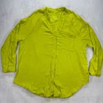Aerie  Button Down Top Gauze Raw Hem Long‎ Sleeve Chartreuse Green Size M flaw Photo 0