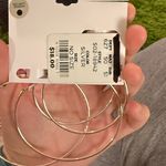 Sonoma  Shiny Silver Hoop Earrings Set of Two Photo 2