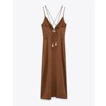 ZARA Rustic Slip Linen Blend Dress Size Medium Photo 7