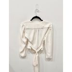 Reiss Alena Plunging V-Neck Button Front Cropped Blouse Ivory White Women's 0 Photo 4