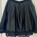 Black Leather Pleated Skirt w. Lace Trim Photo 6
