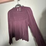 Free People NEW  Smocked In Time Long Sleeve Top Plum Dark Academia Size Medium Photo 6