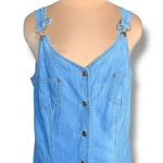 Vintage 90s Casual Corner Chambray Denim Maxi Overall Dress Button Front 16 Blue Photo 2