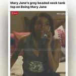 Vintage Havana Womens TANK Small Gray Nickel Bead Cut Out Graphic Tribal Cotten Photo 2