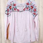 Ruff Hewn  Womens Embroidered Blouse Size 1X Pink Peasant Boho Cottage Romantic Photo 0