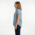 st. john's bay St. John’s Bay Women’s Large Blue Denim Chambray Button Down Shirt Photo 2