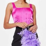 Missguided  Pink Satin Square Neck Zip Up Strap Cropped Corset Tank Top Size 6 Photo 1