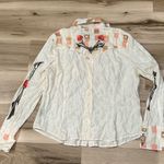 Mixit  Cream Embroidered Button Up Top Women’s XL Photo 0