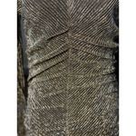 NEW STEVE MADDEN S Gold Green Metallic Ribbed Ruched Dress Long Sleeves V Photo 9