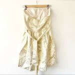 Forever 21 NEW  Gold Floral Foil Strapless Mini Dress Photo 3