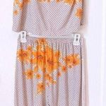 Orange Floral Pajama Set Size XL Photo 0