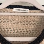 None Vintage Hand-Embroidered Boho Floral Blouse – Tan Folk Cottage Top Medium Photo 5