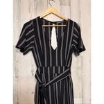 Crystal Doll  Black White Striped Jumpsuit Size 7 – Belted Wide Leg Photo 5