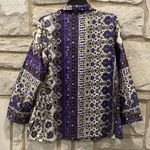 Oscar de la Renta  Blue & White Print Button Close Long Sleeve Pajama PJ Top L Photo 1