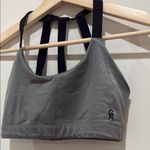 Good American Gray Shiney triple ribbed black strap Sports Bra Photo 8