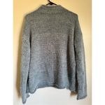 Rachel Zoe blue mock turtleneck soft fuzzy knit sweater sz L coastal granny cozy Photo 2
