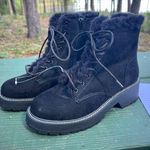Madden Girl Carra Combat Boots Black Faux Suede Fur Lined Moto Size 8.5 NWT Photo 0