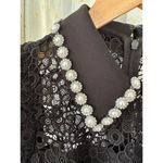 EXPRESS Daisy Eyelet Lace Rhinestone Color Embellishment Puff Sleeve Polo Romper Photo 5