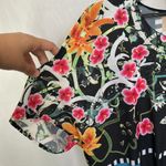 Clover Canyon  Cuba Scarf Blouse Floral Geometric Cold Shoulder Top Sz S Photo 2