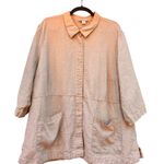 Coldwater Creek  Linen Blend Button Front Tunic Top Beige Plus Size 3X Pockets Photo 4