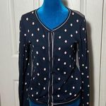 Valentino Red Cardigan Sweater Cotton Size S Polka Dots Super Cute Cozy Flawless Blue Photo 0