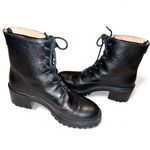 Madewell NH230 BRADLEY Lace-Up Zip Heeled Boots Leather Lugsole Size 8.5 Black Photo 7