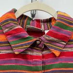 Chico's Design size 2 Colorful Striped Shirt Jacket button down Red Size L Photo 4